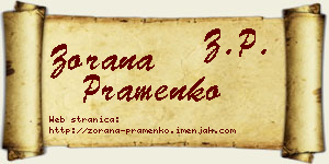 Zorana Pramenko vizit kartica